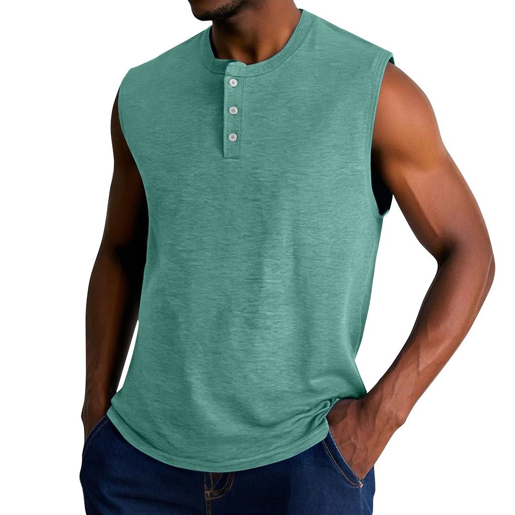 Men's Summer Solid Color Sports Buttons Vest Men's Sports Casual Vest