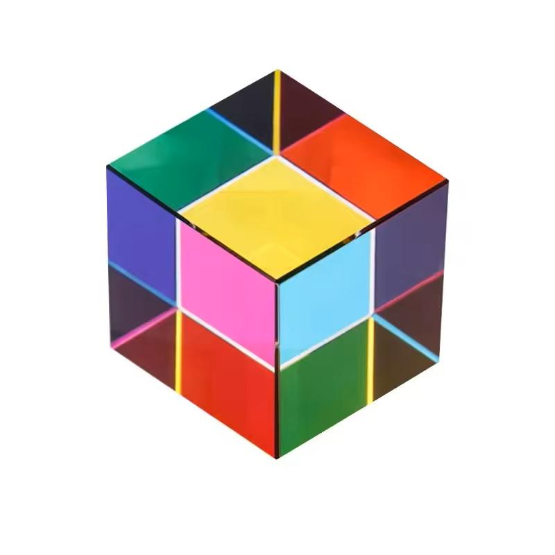 Scientific Magic Prism Cube 40Mm Hexahedral Crystal Magic Cmy Cube 3D Color Cube Photography Prism Workspace Table Ornament Toys