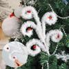 4pcs/set Faux Rabbit Fur Christmas Tree Decorations with Candy Bells Branches Polyester Holiday Ornaments for Xmas Decor