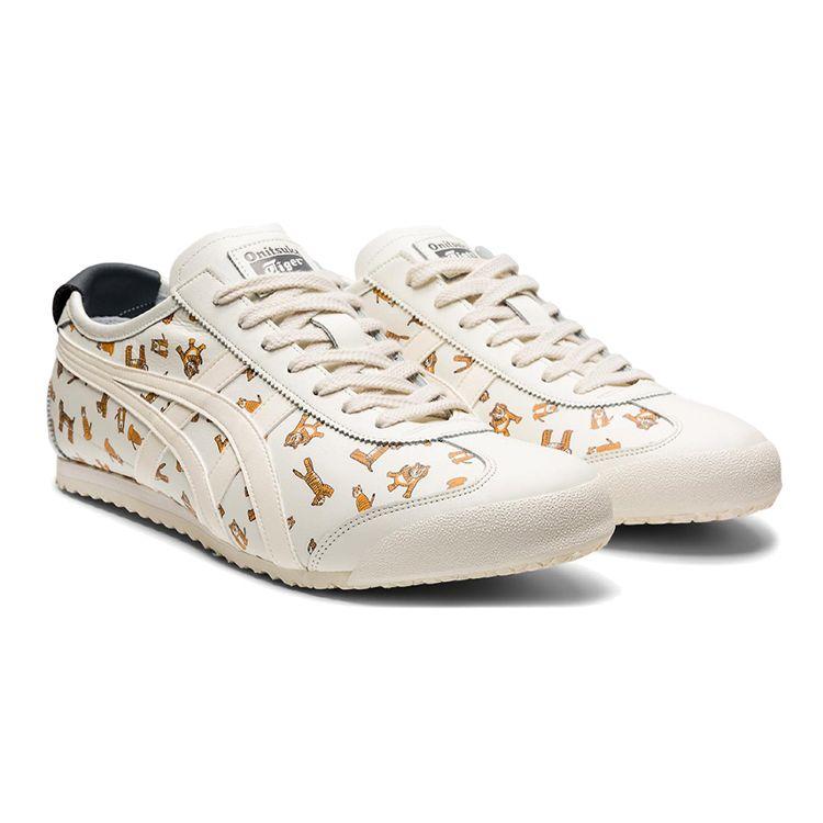 ONITSUKA TIGER Кроссовки Mexico 66 с тигровым принтом, белые, унисекс, низкие, ретро, для образа жизни 1183B785-100