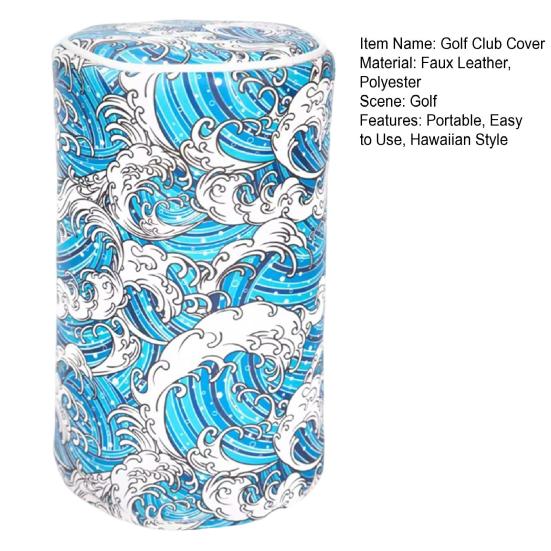 Hawaiian Style Golf Club Cover Sea Wave Tropical Pattern Barrel Driver Headcover