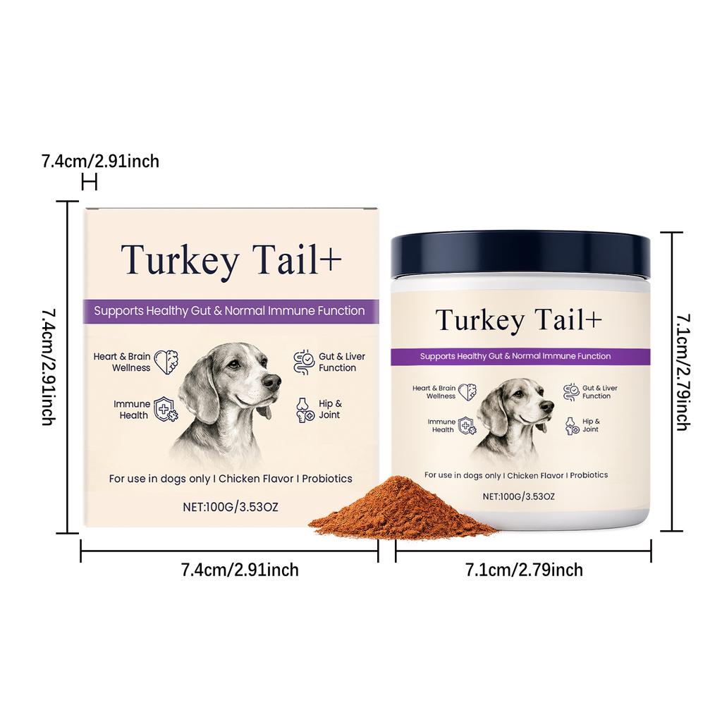 Turkey Tail+ Dog Nutrition Powder 100g, Daily Dog Dietary Supplement Powder for Pet Daily Nutrition Care