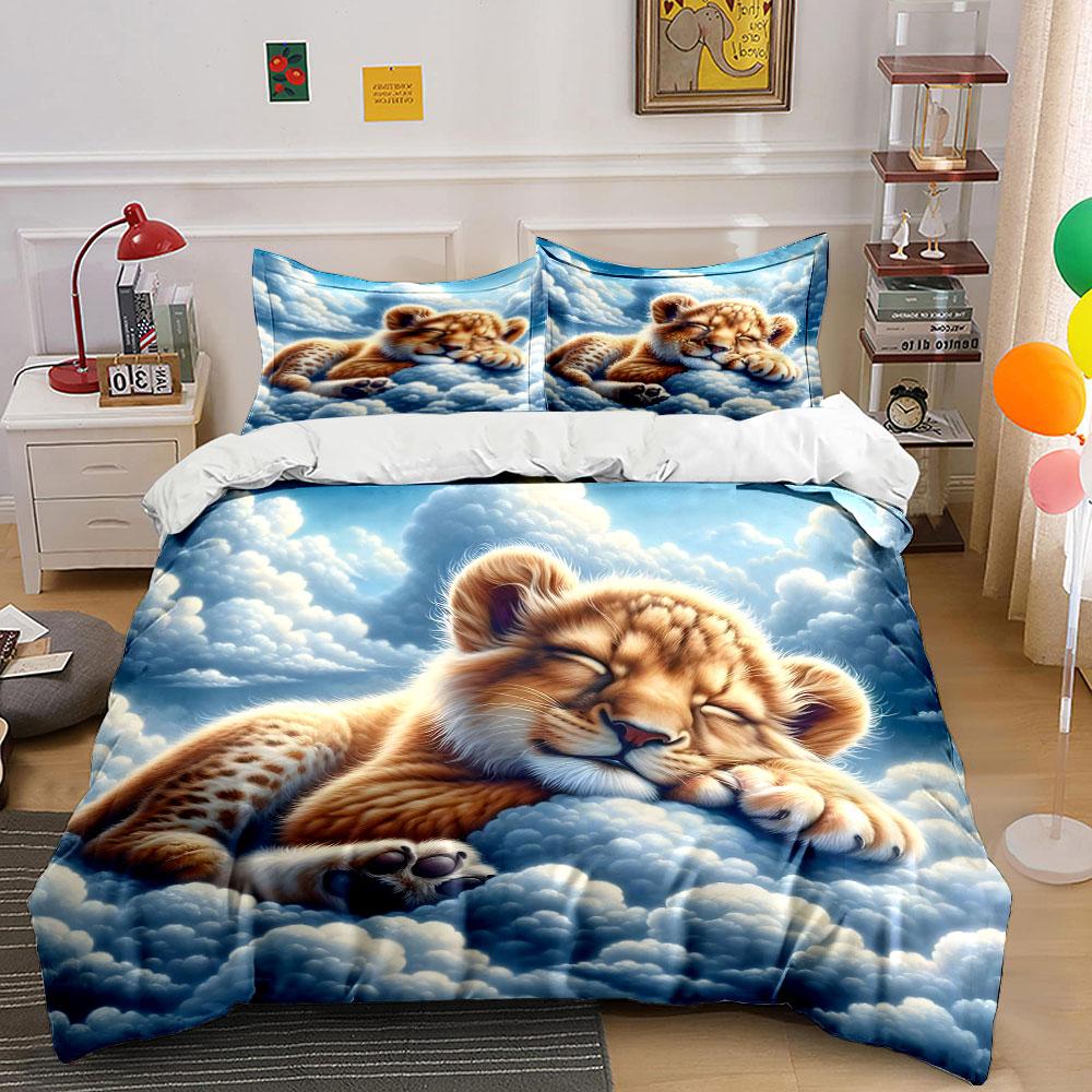 Sleeping cheetah on clouds. Bedding sets Duvet cover sets Duvet covers Pillowcases(1 * Duvet Cover 2 * Pillowcases without duvet insert)