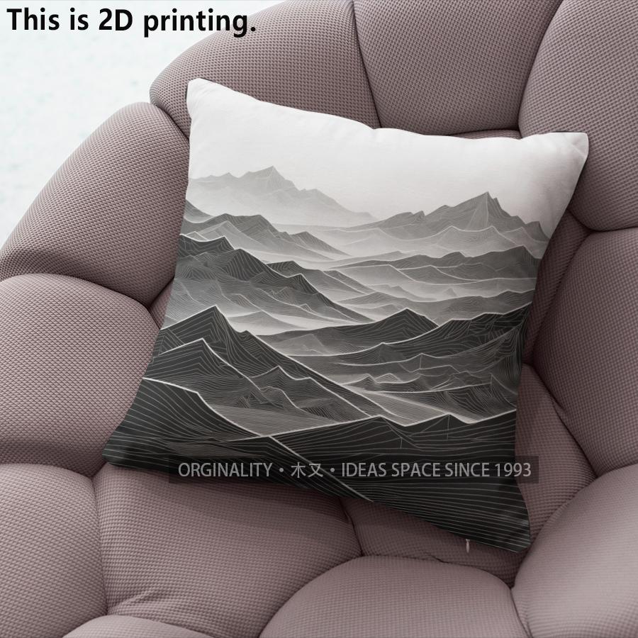 Mountain Line Art Print Throw Pillow Covers Pattern Cushion Cover Suitable For Sofa Bedroom Car Pillow Cover