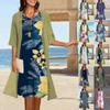 Женское платье из двух частей, жилет с принтом, платье средней длины, кардиган, куртка, костюм