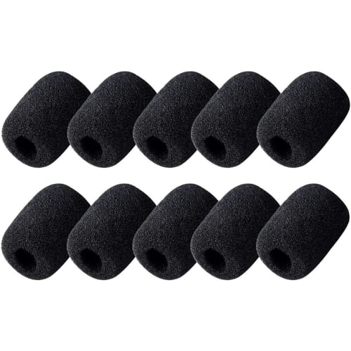 Set of 10 Microphone Sponges, Replacement Windscreen for Headsets, Intercom Microphones, and Speakers, Prevents Noise (30mm*24mm, 12mm Inner Diameter)
