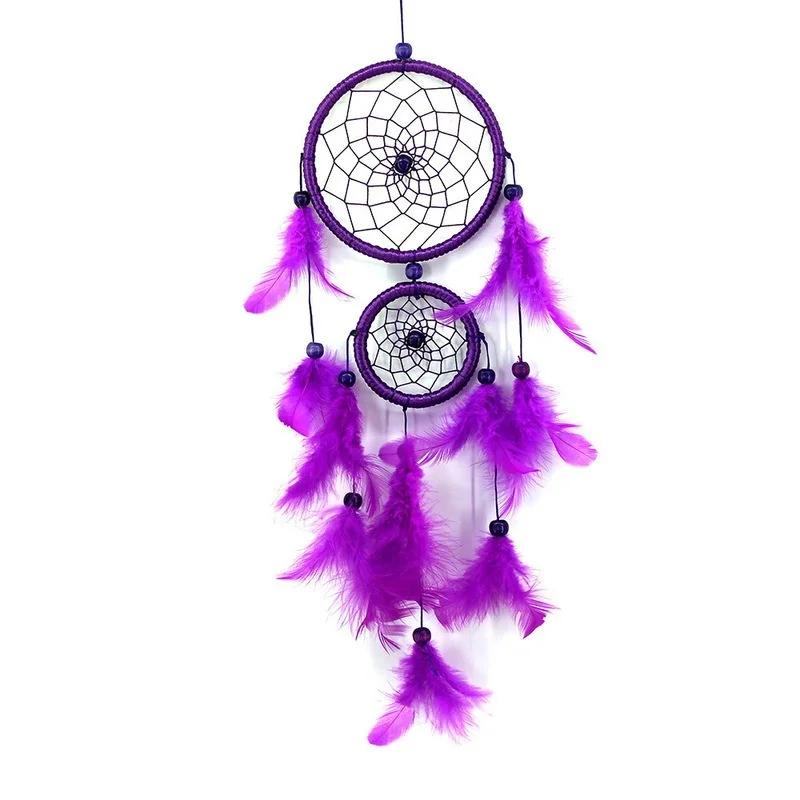 Feather Pendant Decoration Ornament Car Pendant Feather Wind Chimes Decor DIY Handmade Dream Catcher Material Kit