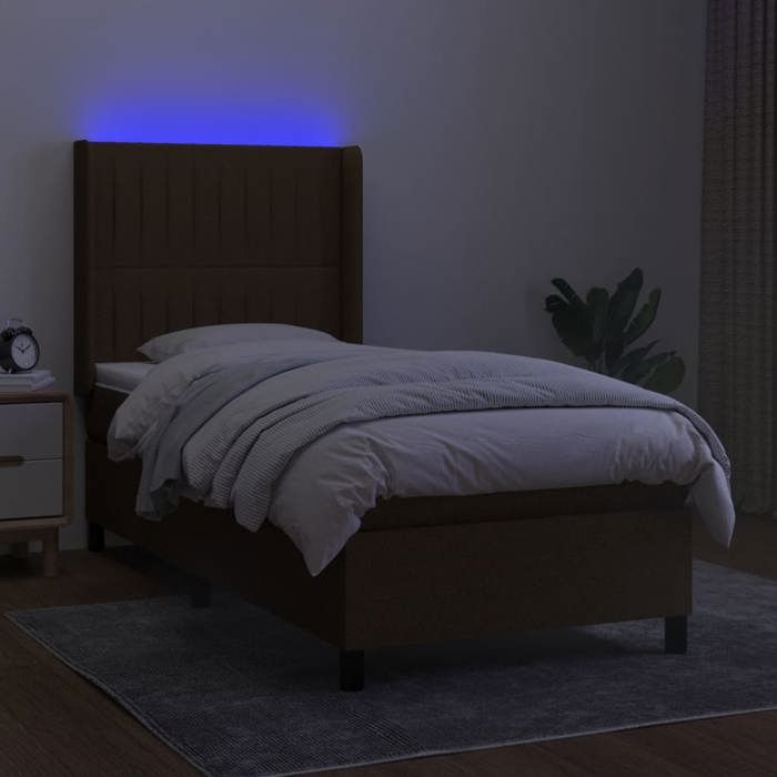 VidaXL Slatted Bed Base with Mattress and LED, Upholstered Bed, Single Bed, Adult Bed for Interior Bedroom, 3138456
