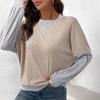 Women's Fashion Casual Solid Color Print Fall Winter Long Sleeve O-Neck Pullovers & Long Sleeves