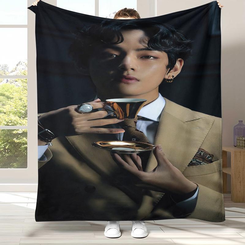 Ким Тхэ Хён V Kpop B-BTS Фланелевое одеяло, Ультрамягкий теплый плюшевый плед для дома, спальни, кровати, дивана, офиса, кемпинга, пикника