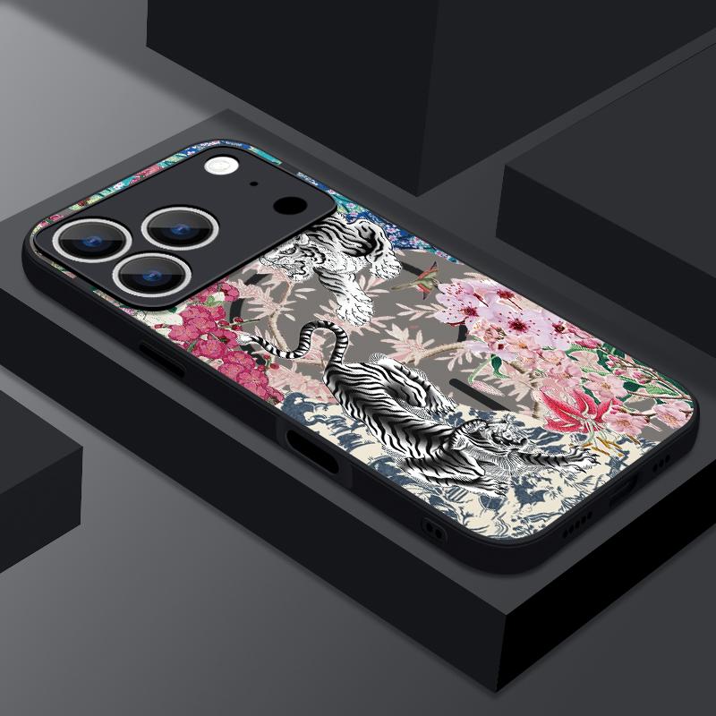 Ретро Цветы Черная Роза Печать Чехол Для iPhone 17 18 Pro Max Магнитный Для Magsafe Тонкий Гибридный Матовый Чехол Для iPhone 16 15 14 13 Pro Max 17E