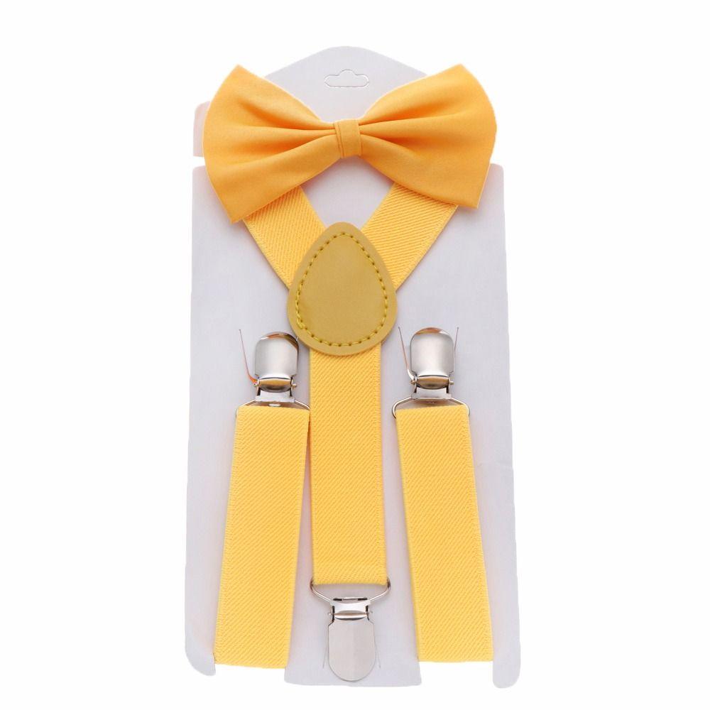 Solid Color For Girls Strap Clip Bow Tie Hanging Pants Clip Suspenders Clips Tie Suspenders Set