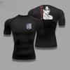 Men Compression Shirt Workout Quick Dry Levi Ackerman Print Top Breathable Sweat Absorbing Fit Fitness T-Shirt Sweat-Resistant