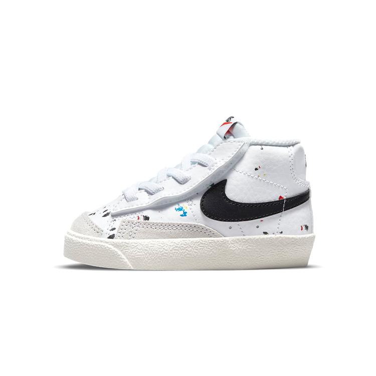 Nike Кроссовки Blazer 77 BB с амортизацией, устойчивые к скольжению и истиранию, средней высоты, для скейтбординга, Белый Черный, для младенцев и малышей, DJ2620-100