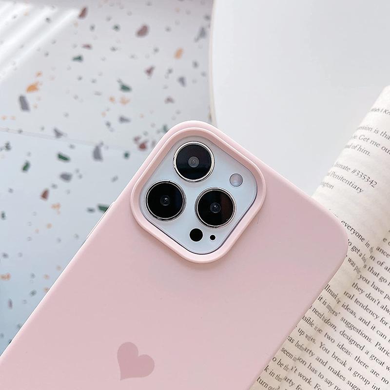 Lovely Love Candy Color Soft Case For iPhone 15 14 13 12 11 Pro XS Max X XR SE 2022 2020 7 8 Plus 6S Liquid Silicone Matte Cover