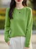 Women's Round Neck Crochet Knit Sweater: Loose-Fit, Autumn/Winter Pullover Base Layer.