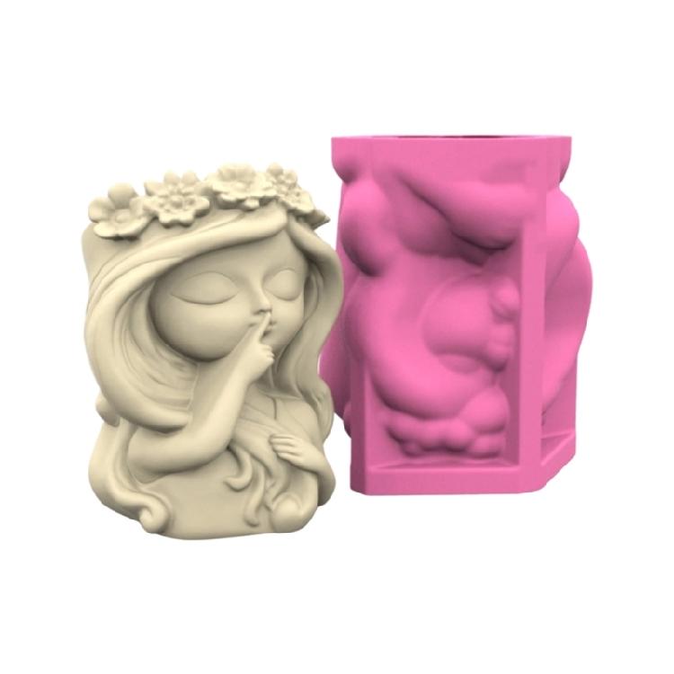 Silicone Craft Food Mold Grade For Unique Plant Pots Adorable Girl Design Flexible Diy Art Project Essential Tool