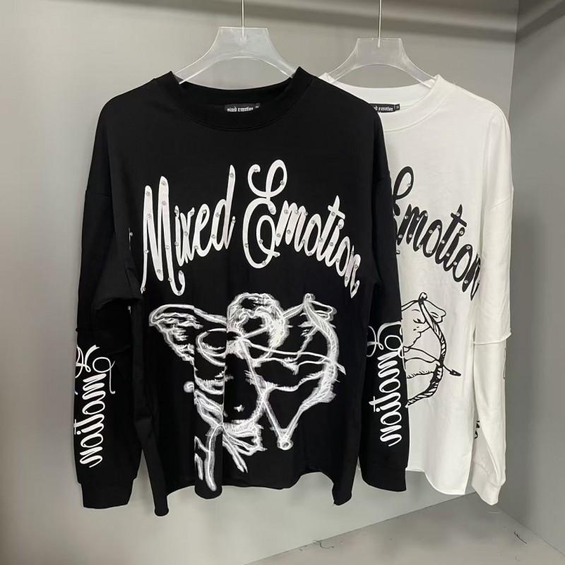 2026 Unisex Retro Angel Letter Print Long Sleeve T-Shirt Cotton