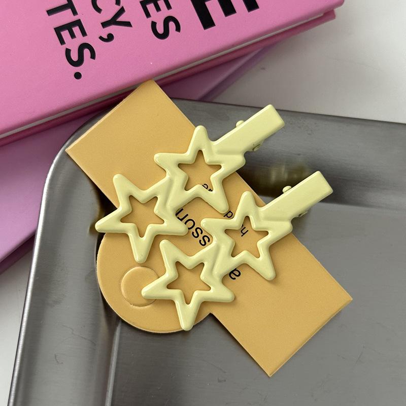 Заколка со звездой из сплава карамельного цвета, заколка для боковой челки, заколка для боковых волос, милая заколка для волос, цветная металлическая заколка в виде утиного клюва, аксессуары для волос