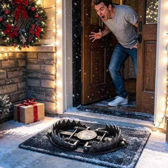 Prank Entrance Rug for Home 3D Bear Trap Rug, Funny Optical Illusion Non-slip Unique Welcome Mat Friends Door Front Indoor Entryway
