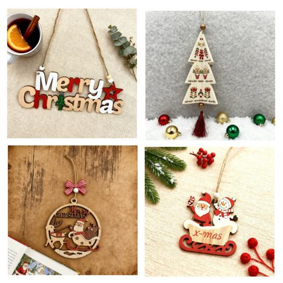 Рождественское украшение Деревянное подвесное Санта Снеговик Веселого Рождества Декор Дерево Красное Рождественское украшение для праздничного домашнего декора