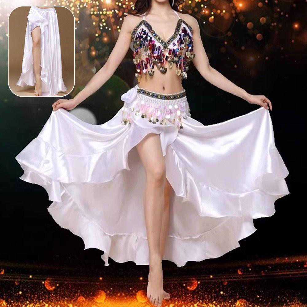 Oriental Spanish Skirt Side Pulling Belly Dance Skirt Show Costumes for Women