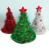 Tinsel Christmas Tree Hat Headband Christmas Party Santa Claus Flower Dress Clothing Hat Holiday Atmosphere Decoration Headwear