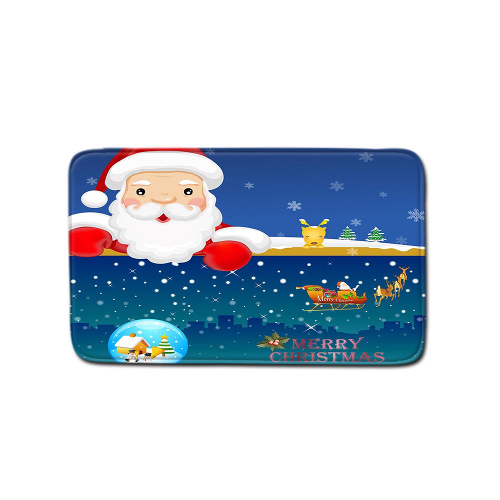 Christmas Home Shower Curtain Waterproof Polyester Cloth Toilet Floor Mat Four-Piece Set Entrance Door Mat Bedroom Living Room Carpet