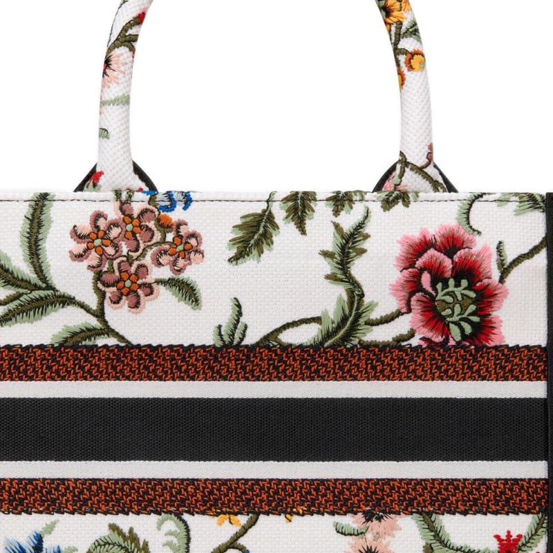 DIOR BookTote Embroidery Tote Bag, Shopping Bag, Handbag Small Women's White/Multicolor M1265ZEAU-M933