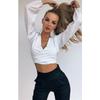 Color Women Solid Long Sleeves Backless Bandage Blouse Cross Loose Tops Bow