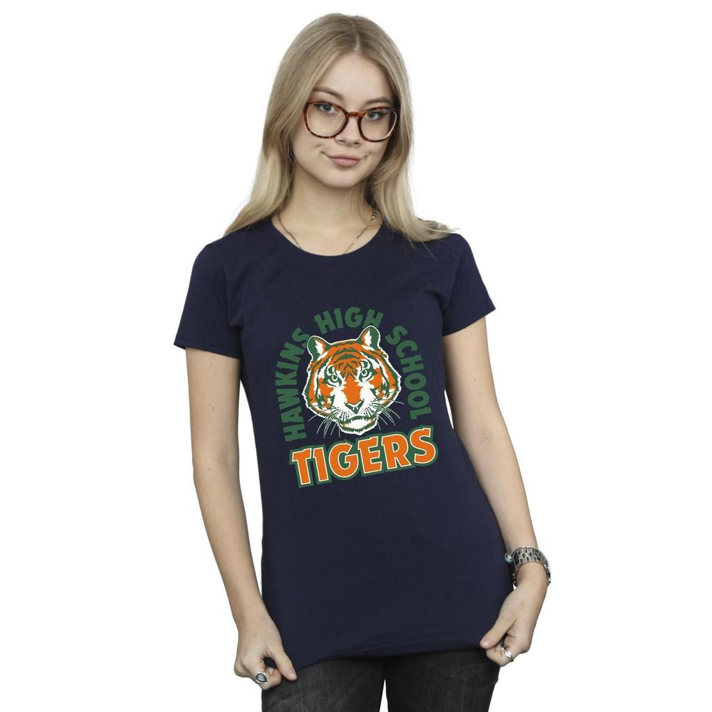 Netflix Womens/Ladies Stranger Things Hawkins Arch Tiger Cotton T-Shirt