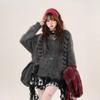 VAYLA Y2k Aesthetic Cute Rabbit's Ears Hooded Cardigan Women Fluffy Sweater Coat Kawaii Streetwear Harajuku Fairy Bandage Grunge Coats