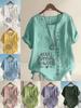 Women's Fashion Black Letters Printing Shot Sleeve T-shirt Loose Cotton Shirt Casual Loose Summer Blouse Tops Plus Size
