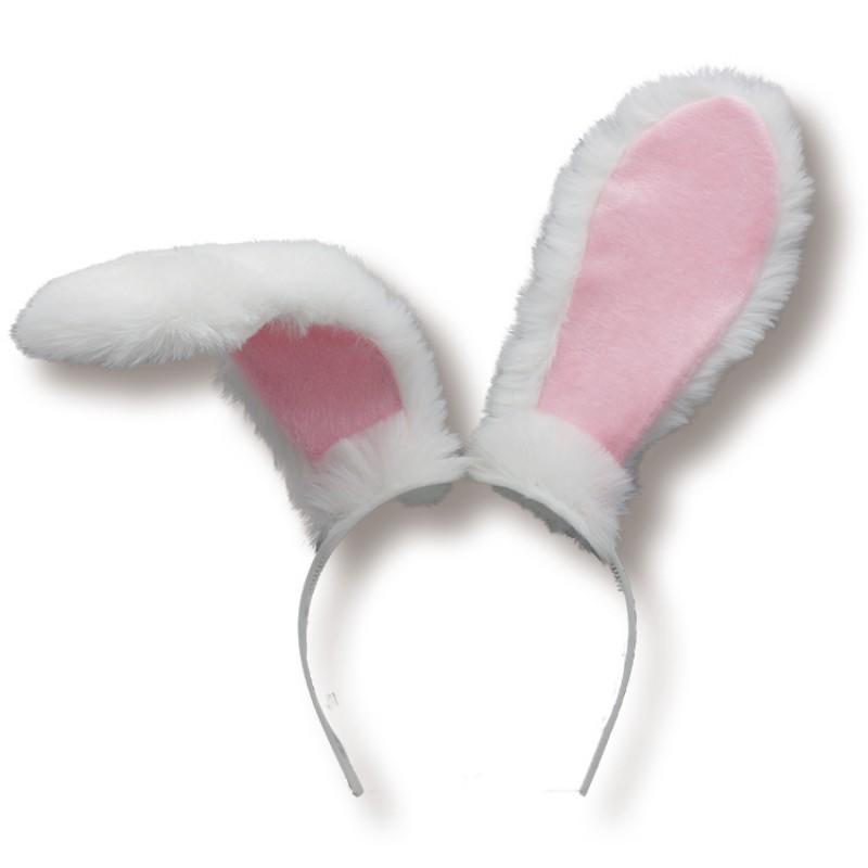 Handmade Plush Rabbit Ear Headband Cosplay Party Costume Accessory - Soft Furry Hairband In White Black Pink Gray Camel