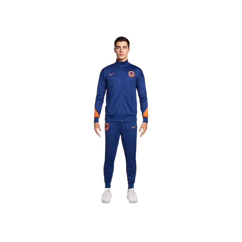 Nike Спортивный костюм Netherlands Strike, удобный спортивный повседневный футбольный комплект, мужской спортивный костюм, синий, оранжевый FJ2345-455