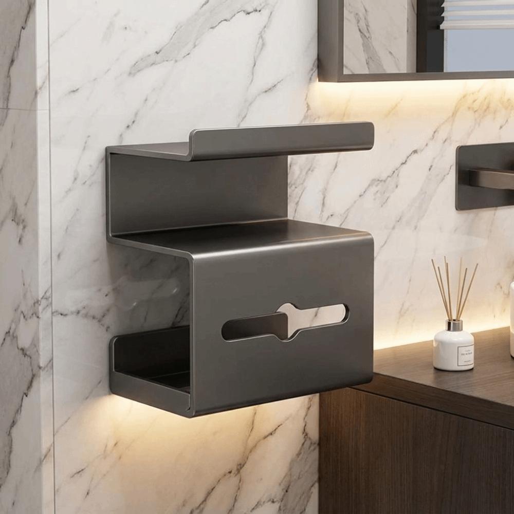 Multi-Tier Toilet Paper Holder Drill-Free Tissue Rack Toilet Paper Holder with Shelves  Bathroom