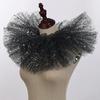 Victorian Retro Mesh Neck Ruff Collar Glitter Layered Ruffle Fake
