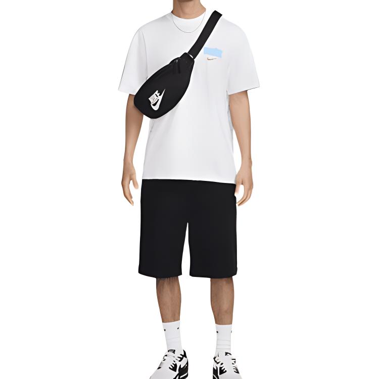 Nike Футболка с круглым вырезом и принтом букв, прямая, повседневная, с коротким рукавом, мужская, белая FZ5386-100