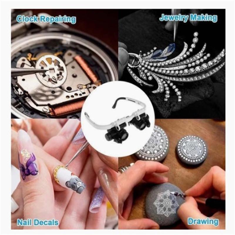 Светодиодная лупа для очков 8x 15x 23x Лупа с двойной линзой на головке и светодиодной подсветкой для электронных устройств