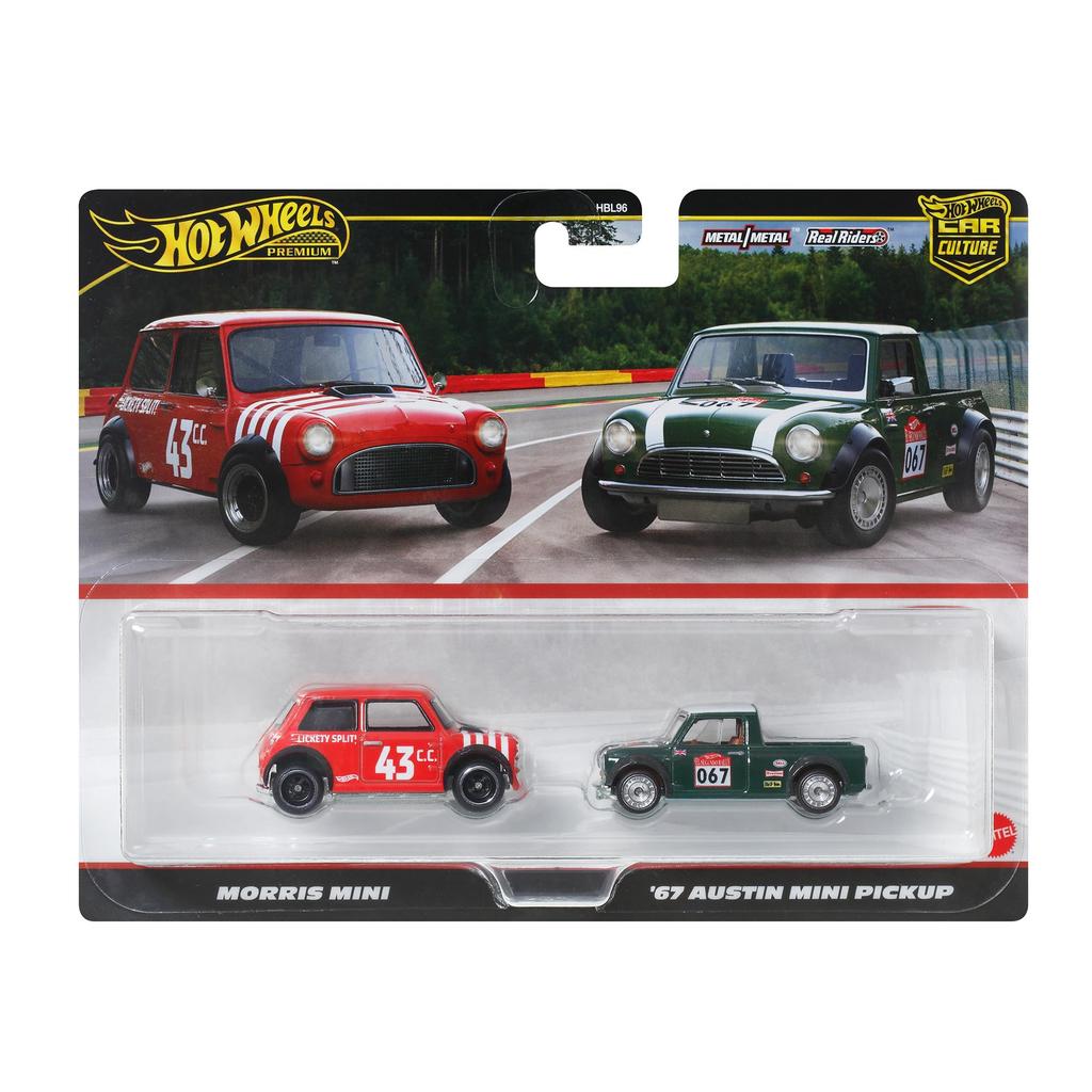 Hot Wheels Premium 2 Pack - Morris Mini / '67 Austin Mini Pickup Vehicle Игрушечная мини-машина от 3 лет и старше Multi JBK97