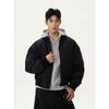 Kisko Winter American Casual Profile Stand Collar Pilot Jacket Trendy Black & Warm Short Cotton Coat Jacket