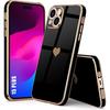 Case - EF CONNECTION - for iPhone 15 Plus - Heart Pattern - Flexible - Anti-Scratch - Black TPU