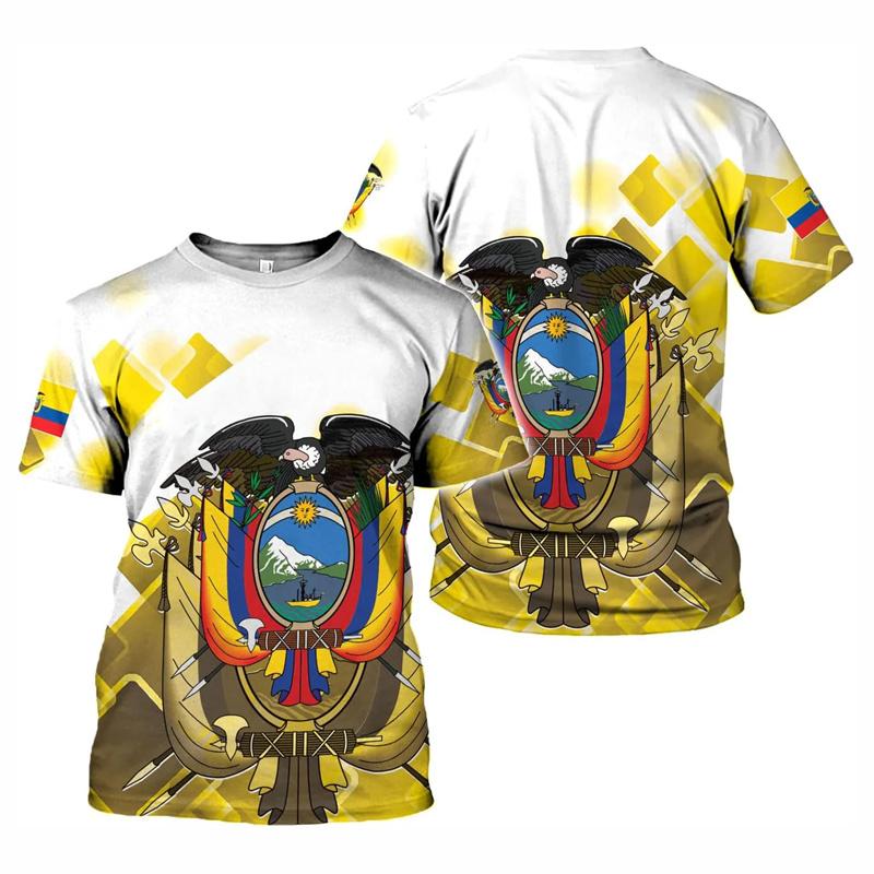 Ecuador Flag Men T Shirt 3D Print Quick Dry Soccer Tee Breathable Short Sleeve Oversized Sports Summer Casual Fashion Tops