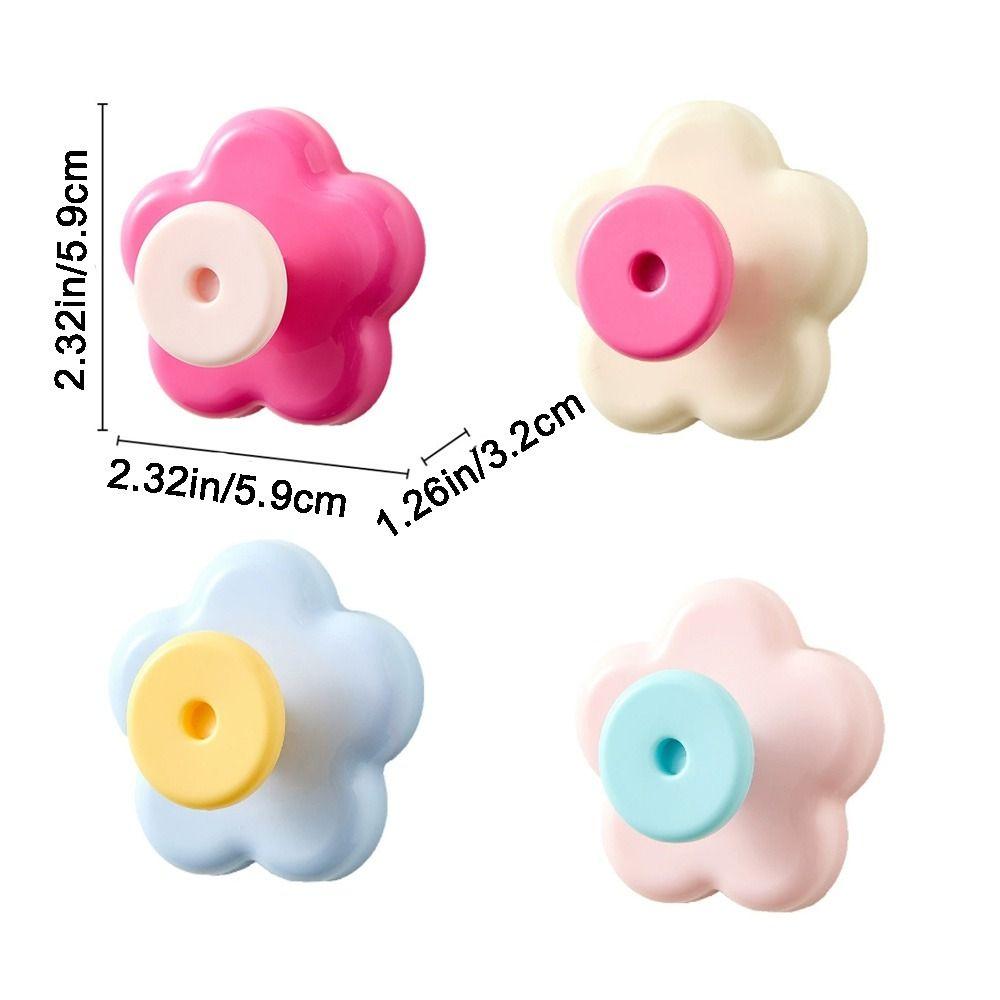 4PCS Wall Mounted Flower Hooks Decorative Towel Hanger Multi-functional Key Hangers  Bathroom