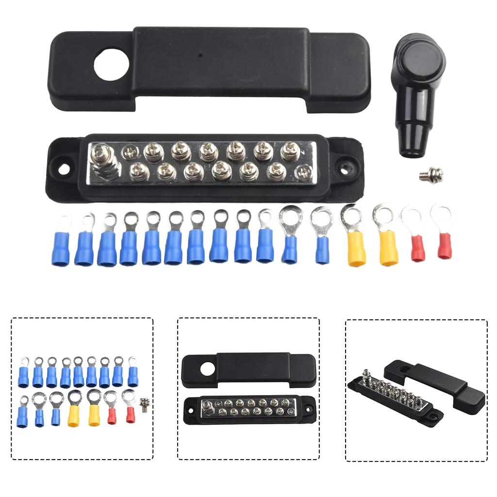 12 Point Battery Power Distribution Block Bus Bar Positive Negative 12V 180A Power Distribution Block Termianl For Car RVs Boat