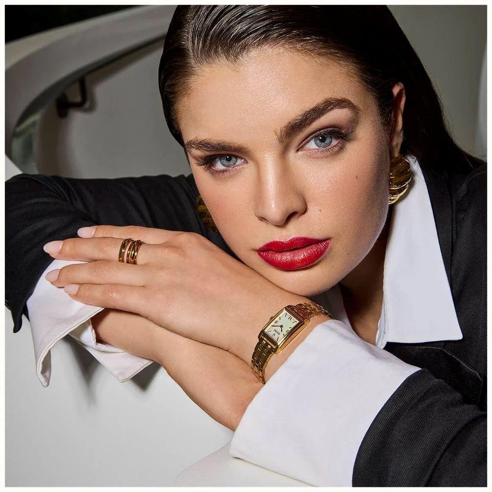 BULOVA Женские часы Sutton с прямоугольным перламутровым циферблатом/нержавеющая сталь золотистого оттенка 97L177