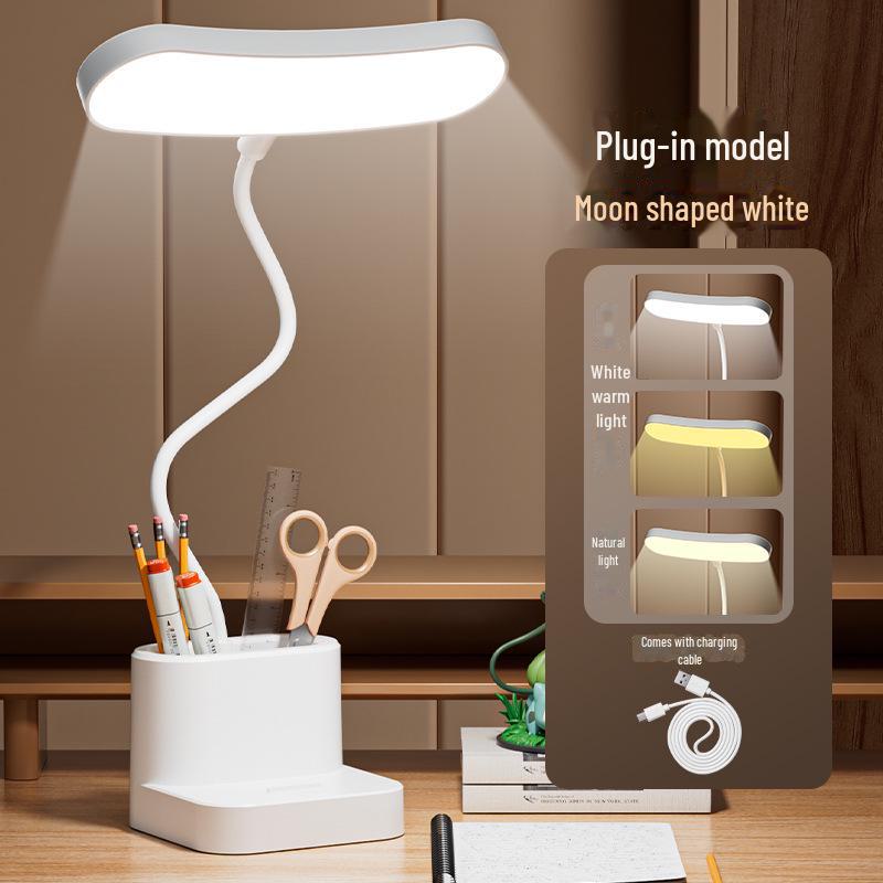Умная светодиодная настольная лампа с защитой глаз, творческой атмосферой, энергосбережением и встроенным держателем для ручек для студентов