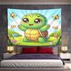Cute Cartoon Turtle in Sunny Meadow Pattern Wall Hanging Tapestry Decorative Tapestry Home Decor for Bedroom and Living Room
