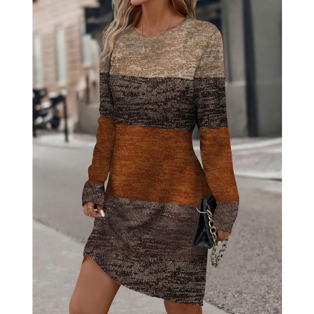 BITCED Женская мода осень-зима с длинным рукавом и круглым вырезом повседневные платья