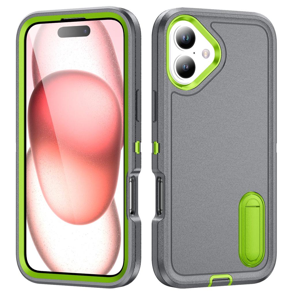 Чехол для iPhone 16 Plus с подставкой, чехол-бампер, PC+Силикон+EVA, дизайн 3-в-1